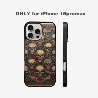 iPhone 16 Pro Max Case — Traditional Tattoo Style Skulls Entwined With, Custom Phone Case