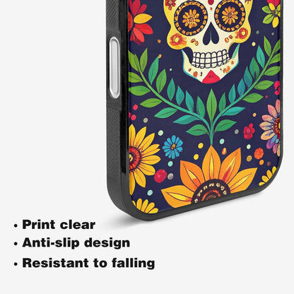 iPhone 16 Plus Case — Sunflowers And Skulls, Custom Printed Phone Case