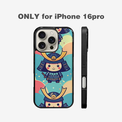 iPhone 16 Pro Case — Samurai Cartoon Art Repeat Pattern, Custom Made Phone Cover