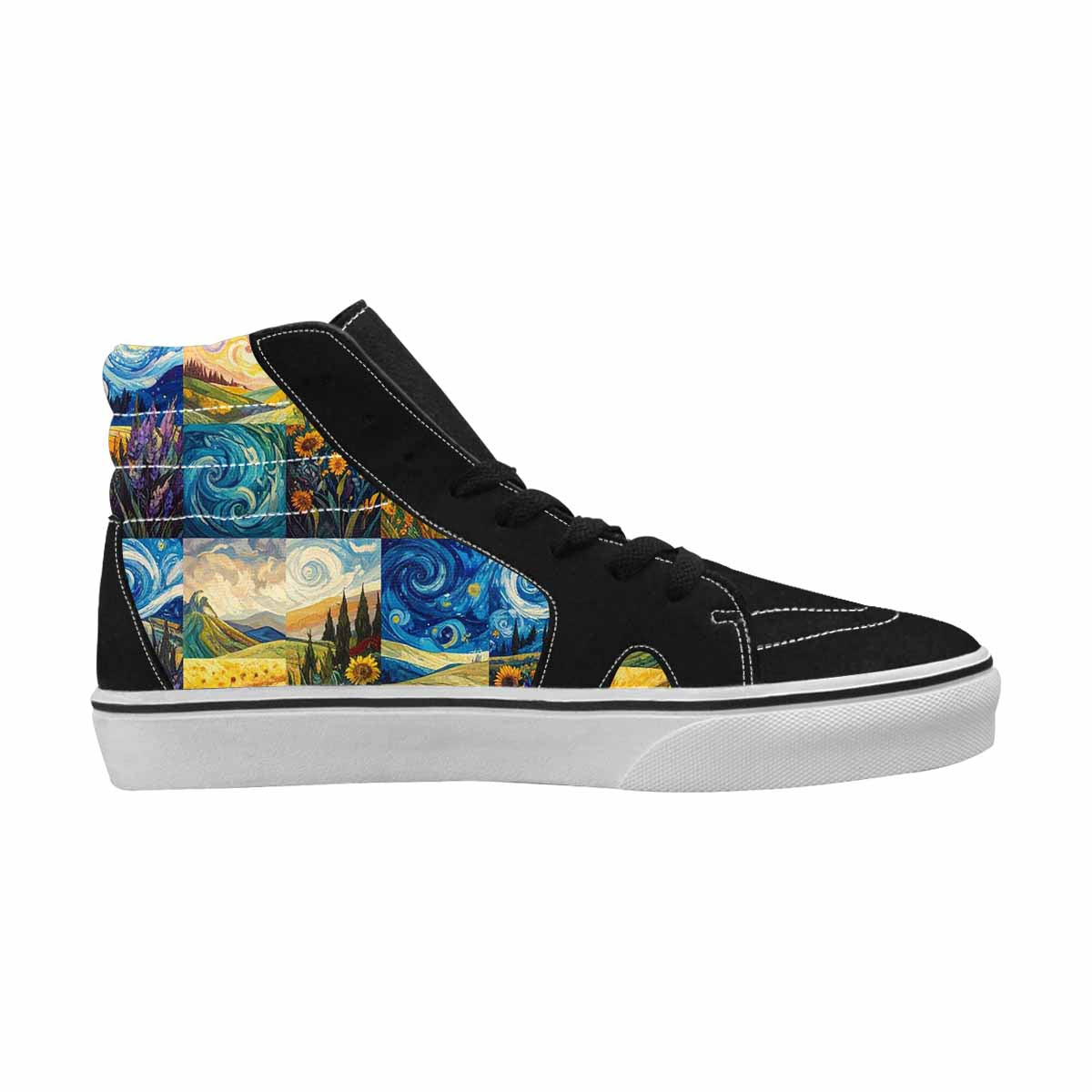 WOMEN'S Van Gogh-Style Swirl High Top Canvas Wallpaper Art Sneakers