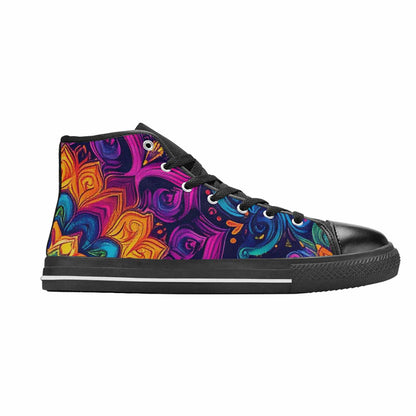 WOMEN'S Tie Dye Mandala High Top Canvas Wallpaper Art Sneakers
