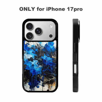 iPhone 17 Pro Case — Black Blue Ink Camo Patches Camo, Unique Phone Case Design