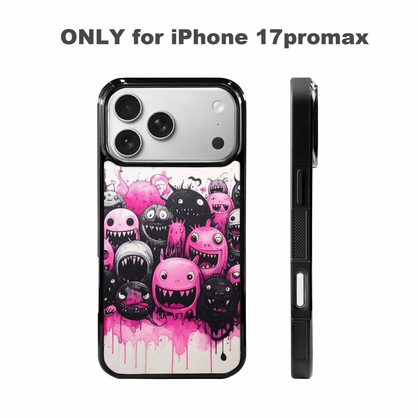 iPhone 17 Pro Max Case — Monsters (general) Black &amp; Cartoon Cute, Personalized Phone Case