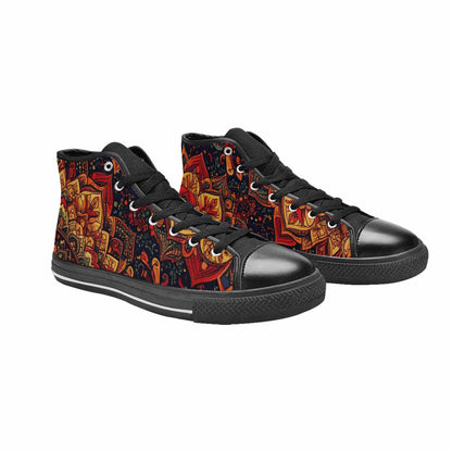 WOMEN'S Mandala Lions High Top Canvas Grunge Custom Shoes
