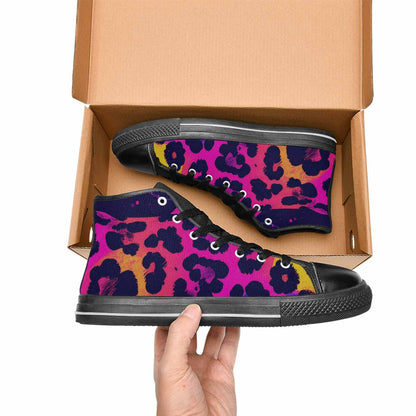 MEN'S Leopard Print Neon High Top Canvas Neon Fantasy Custom Shoes