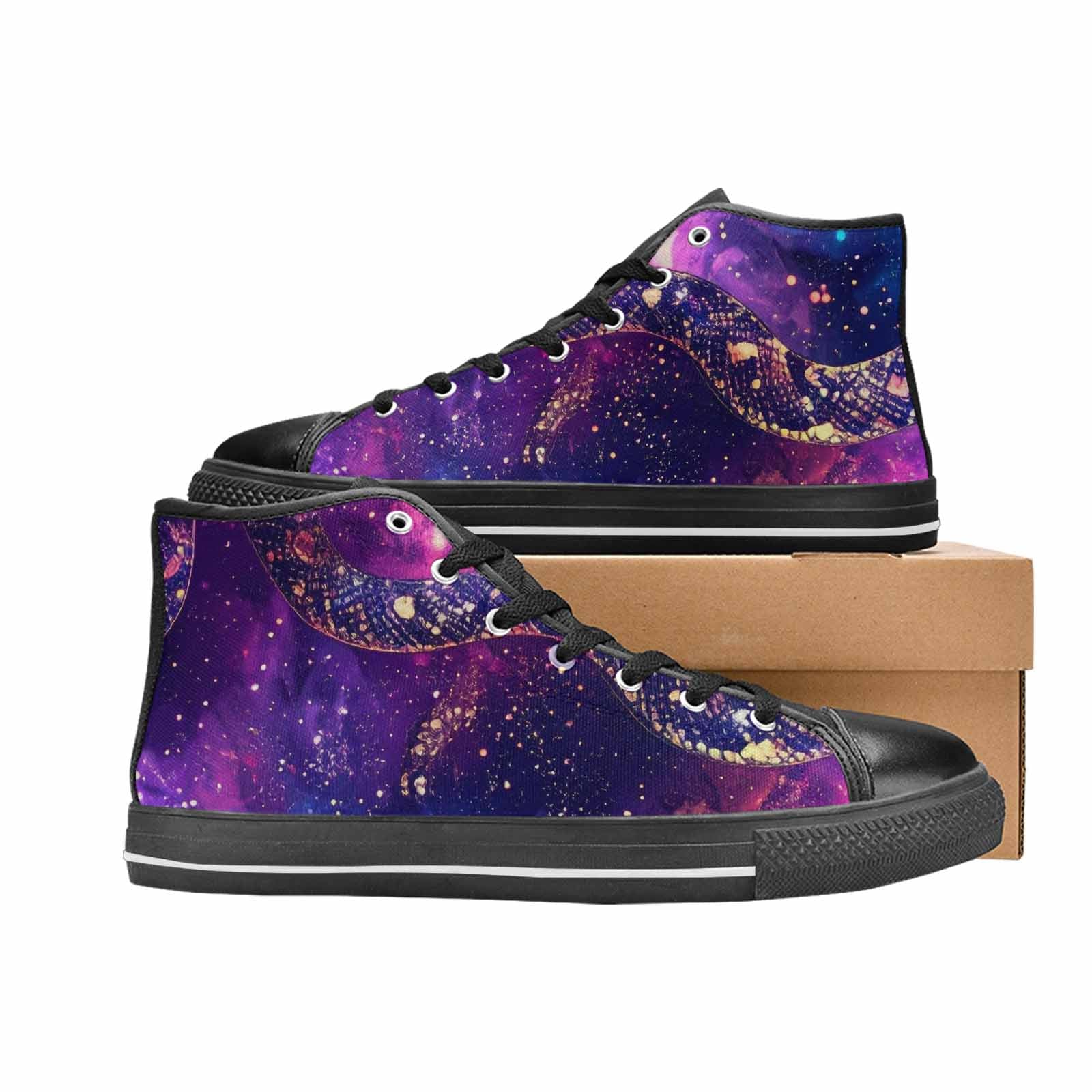 MEN'S Galaxy Snake Print High Top Canvas Cottagecore Custom Sneakers