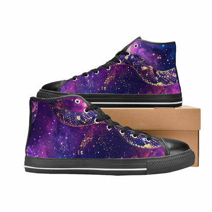 MEN'S Galaxy Snake Print High Top Canvas Cottagecore Custom Sneakers