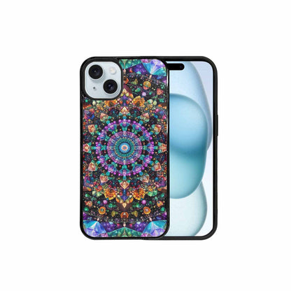 iPhone 15 Plus Case — Crystal Mandala Art Seamless Pattern Vibrant, Custom Phone Case