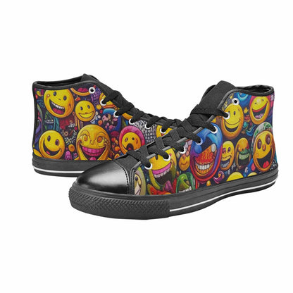 WOMEN'S Yellow Smiley Face High Top Canvas Y2K Custom Shoes