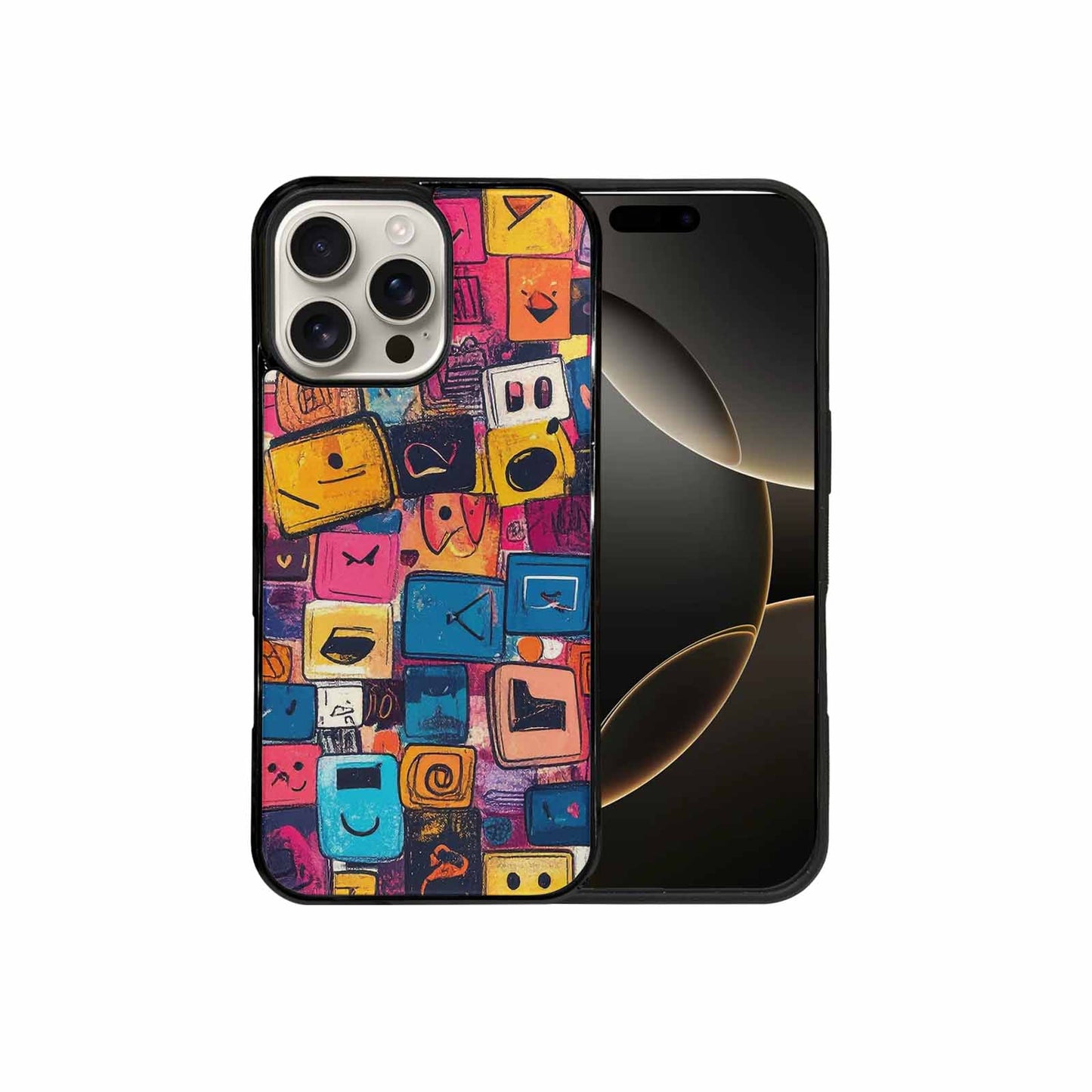 iPhone 16 Pro Max Case — Hand Drawn Icon Doodle Pattern Hundreds, Original Design Phone Case