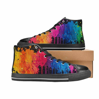 MEN'S Paint Splatter High Top Canvas Cottagecore Custom Shoes