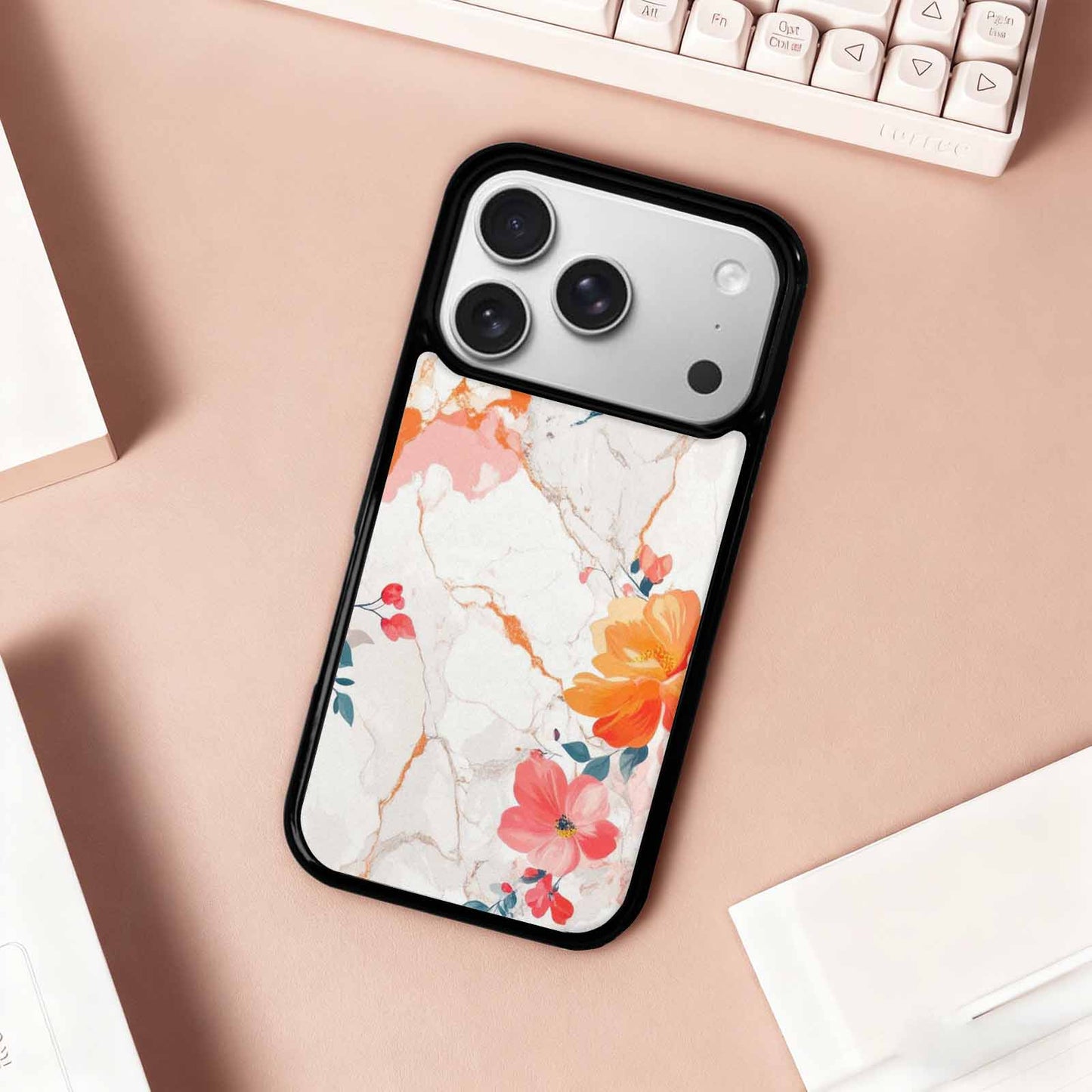 iPhone 17 Pro Case — Marble Floral Art Seamless Pattern Floral, Customized Protective Case