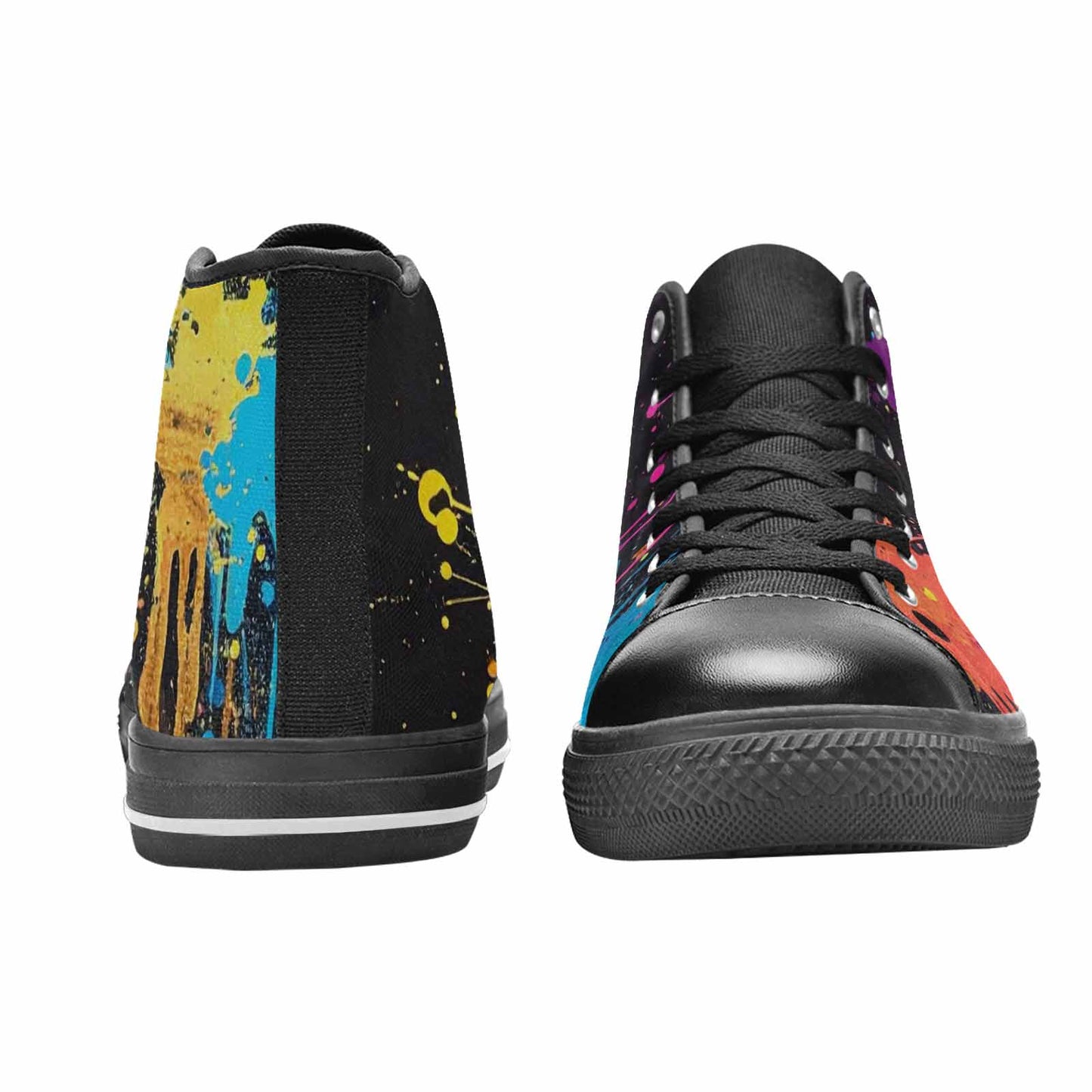 WOMEN'S Paint Splatter High Top Canvas Wallpaper Art Custom Sneakers