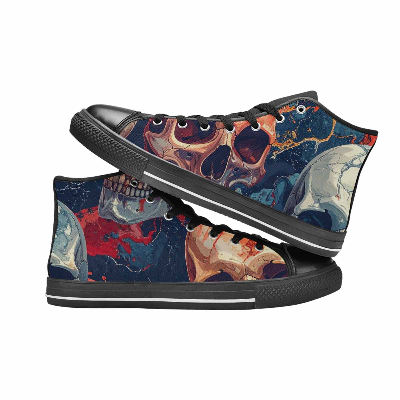 MEN'S Marble Skull High Top Canvas Vivid Custom Shoes