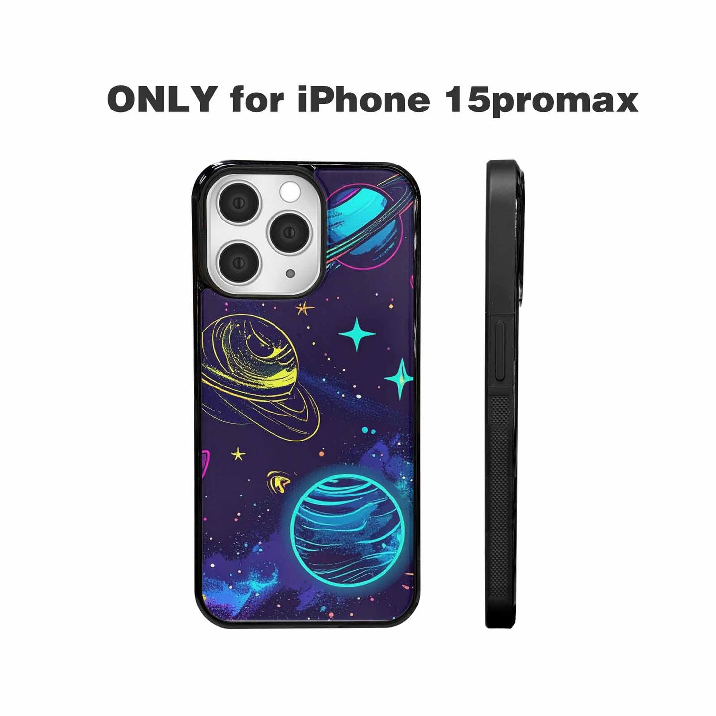 iPhone 15 Pro Max Case — Space Galaxy Astronaut Pattern Planets Stars, Custom Phone Case