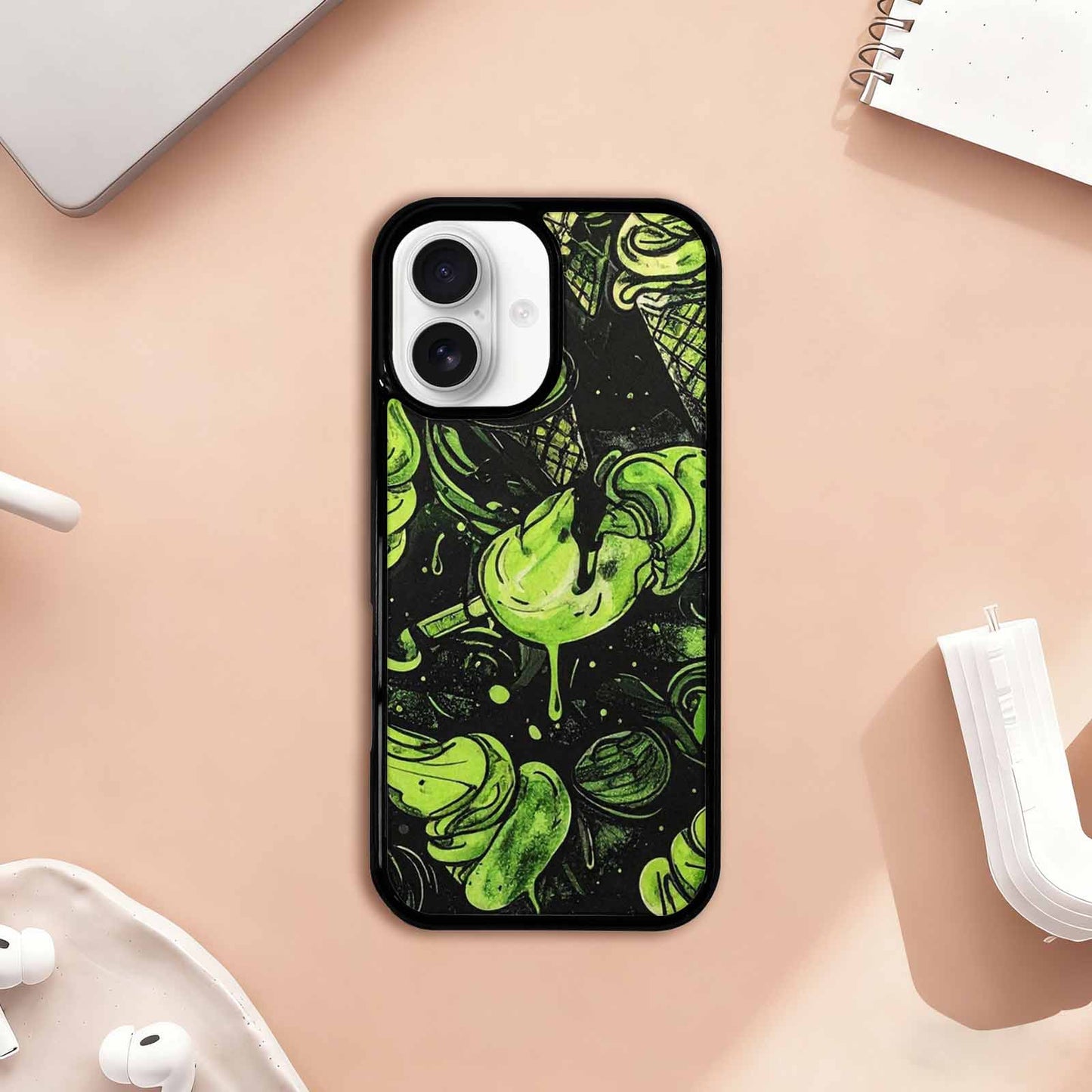 iPhone 17 Case — Ice Cream Motif Black Original Art, Original Design Phone Case