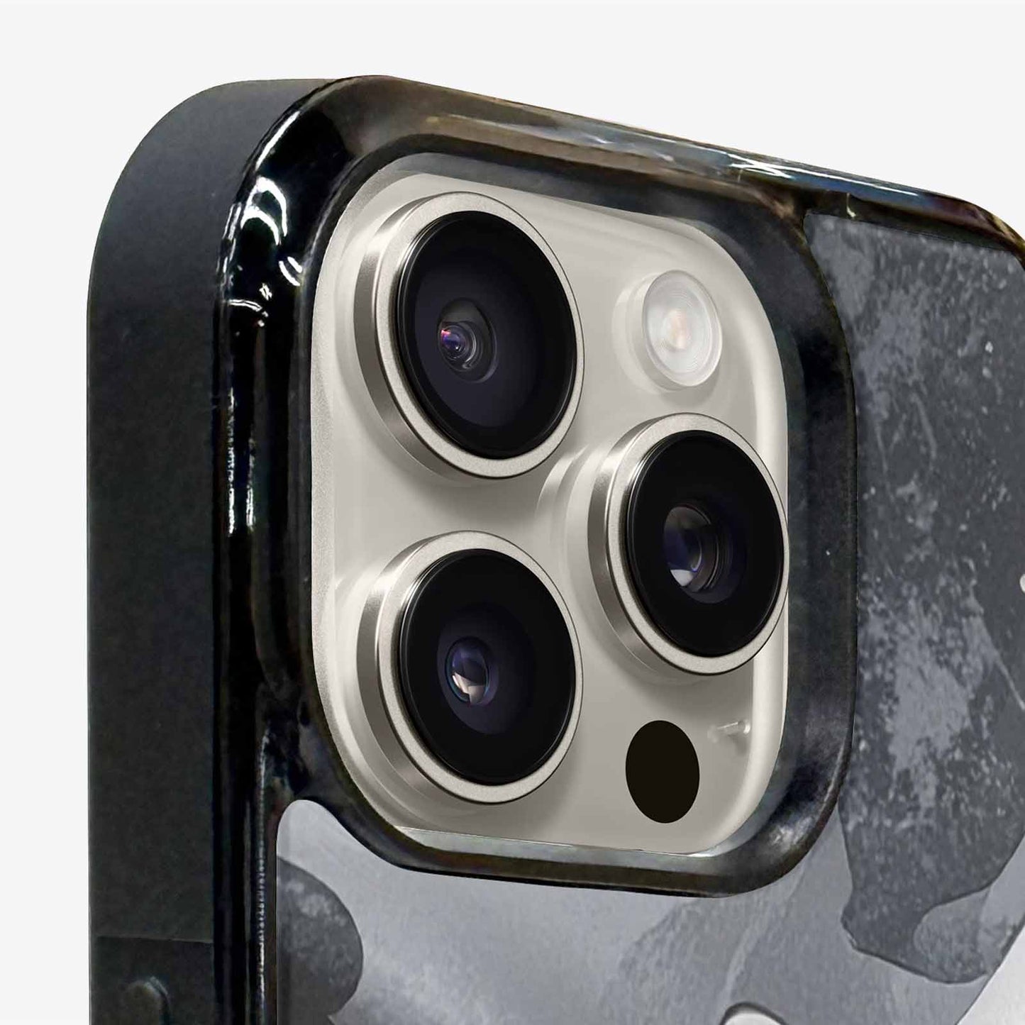iPhone 15 Pro Max Case — Grey Camo Print, Personalized Phone Case