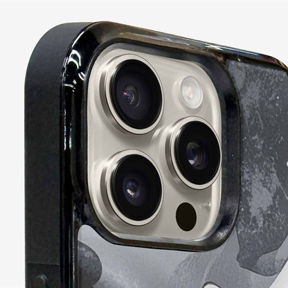 iPhone 15 Pro Max Case — Grey Camo Print, Personalized Phone Case