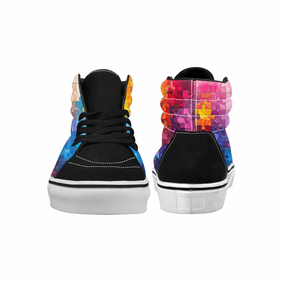 MEN'S Autism Puzzle Pieces High Top Canvas Vibrant Chaos Sneakers