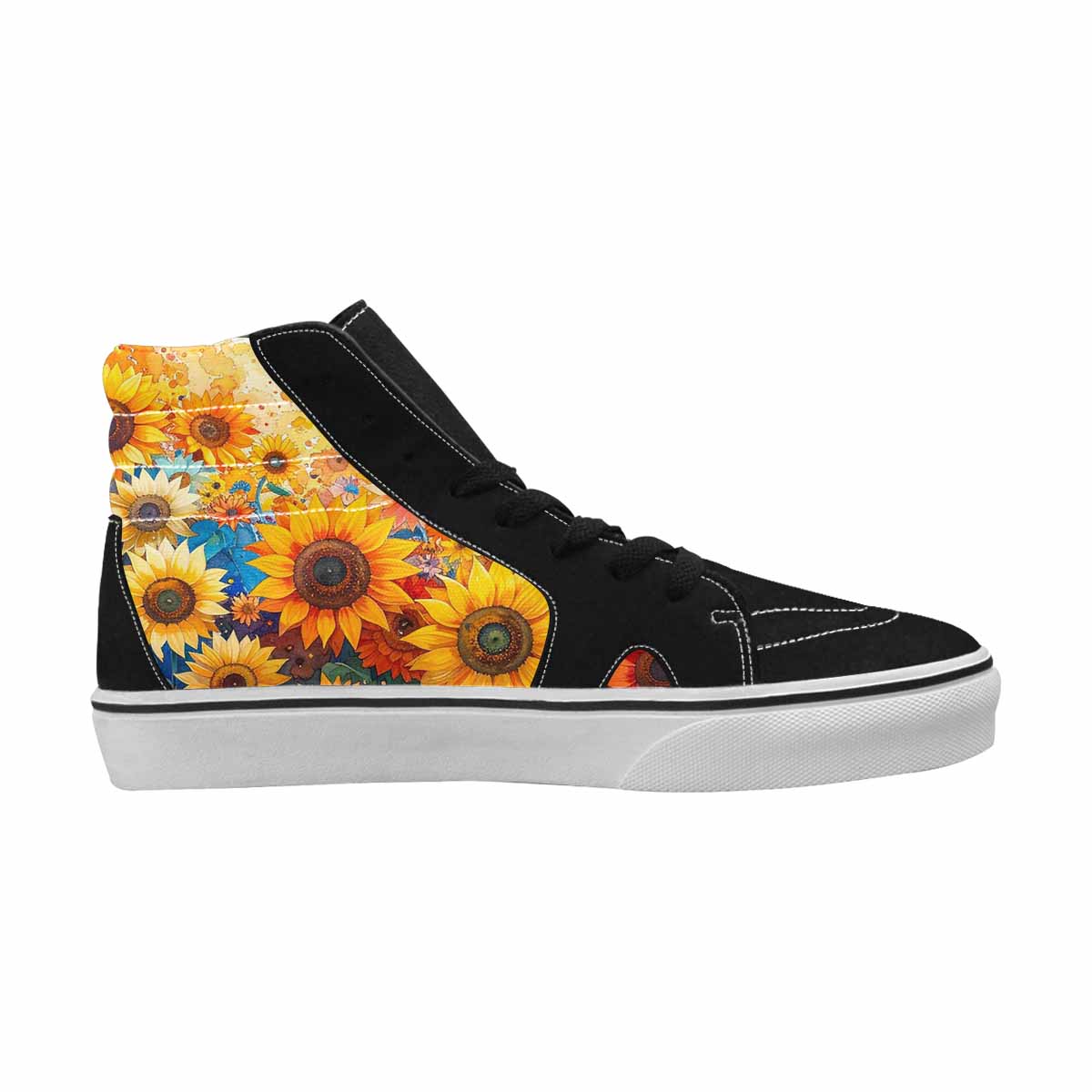 MEN'S Sunflowers Full Color High Top Canvas Unique Print Dark Academia Original Art Sneakers
