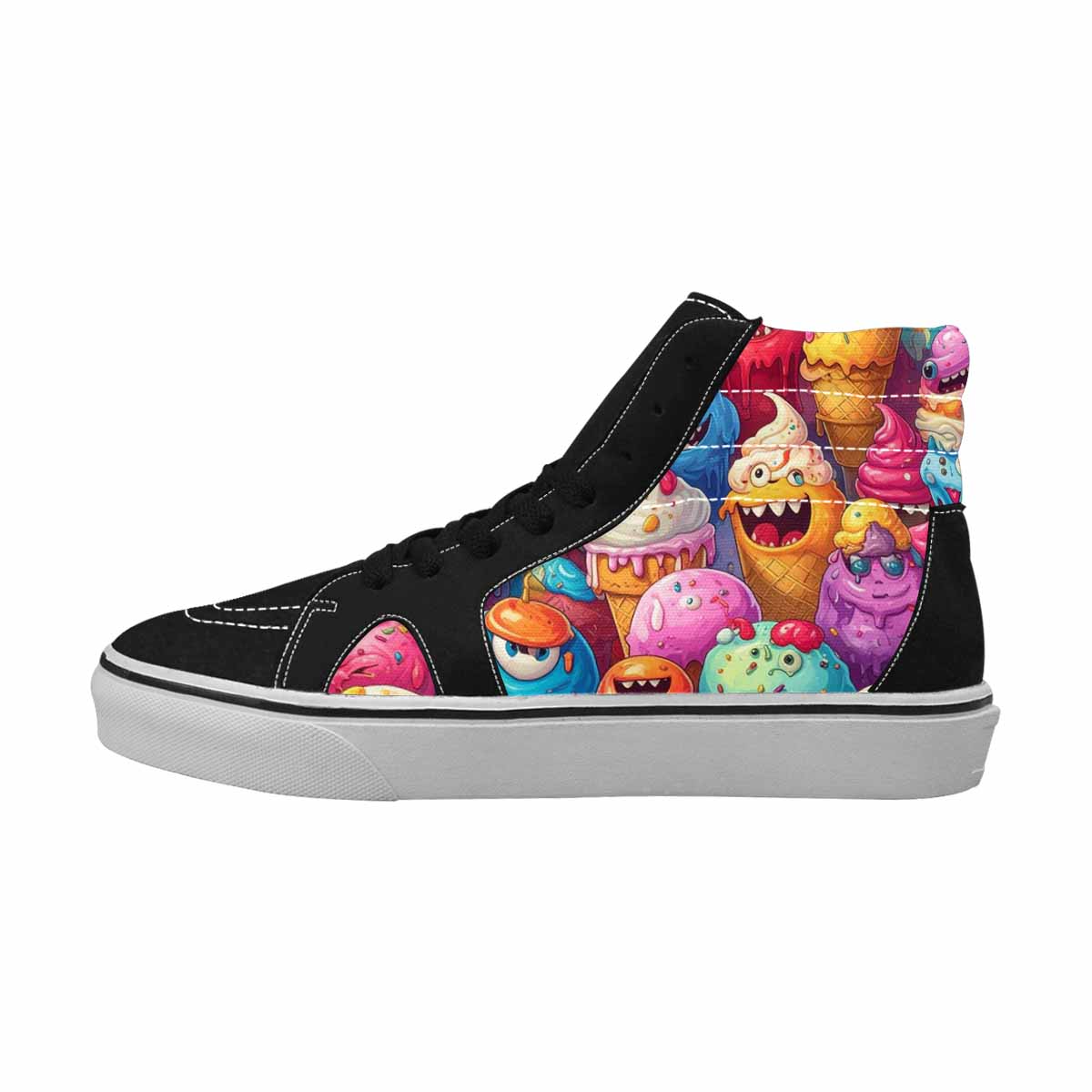 MEN'S Melting Ice Cream Monster High Top Canvas Melting Art Custom Sneakers