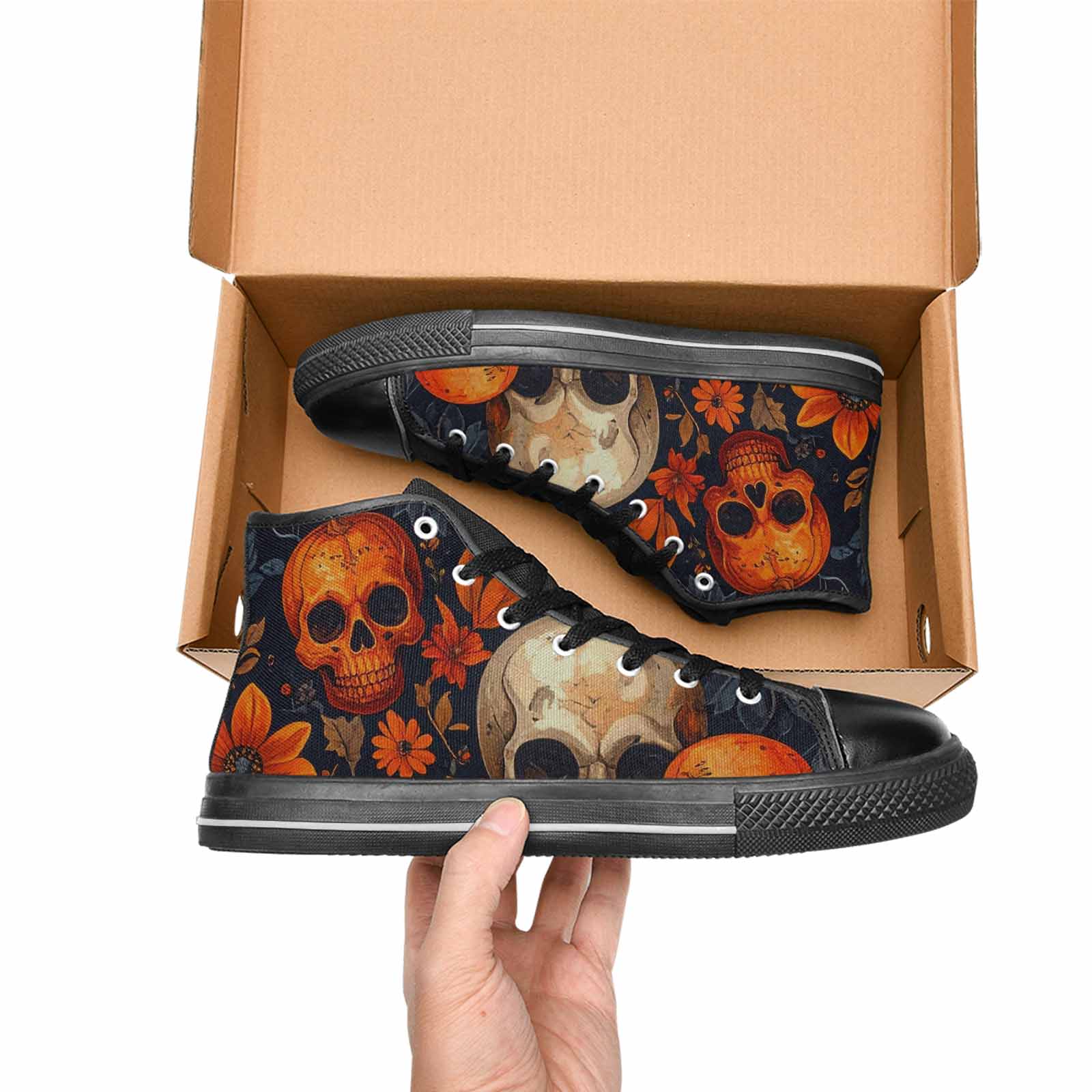 MEN'S Skulls - Halloween High Top Canvas Dark Academia Custom Shoes