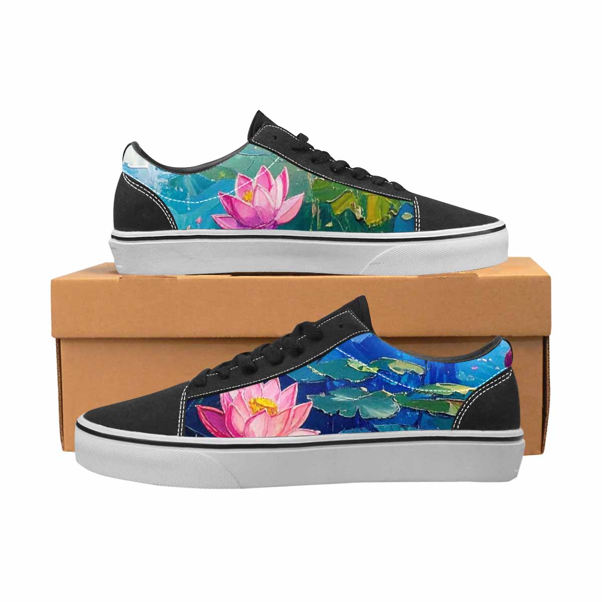 WOMEN'S Monet Impressionist Lace-Up Canvas Dreamlike Custom Shoes