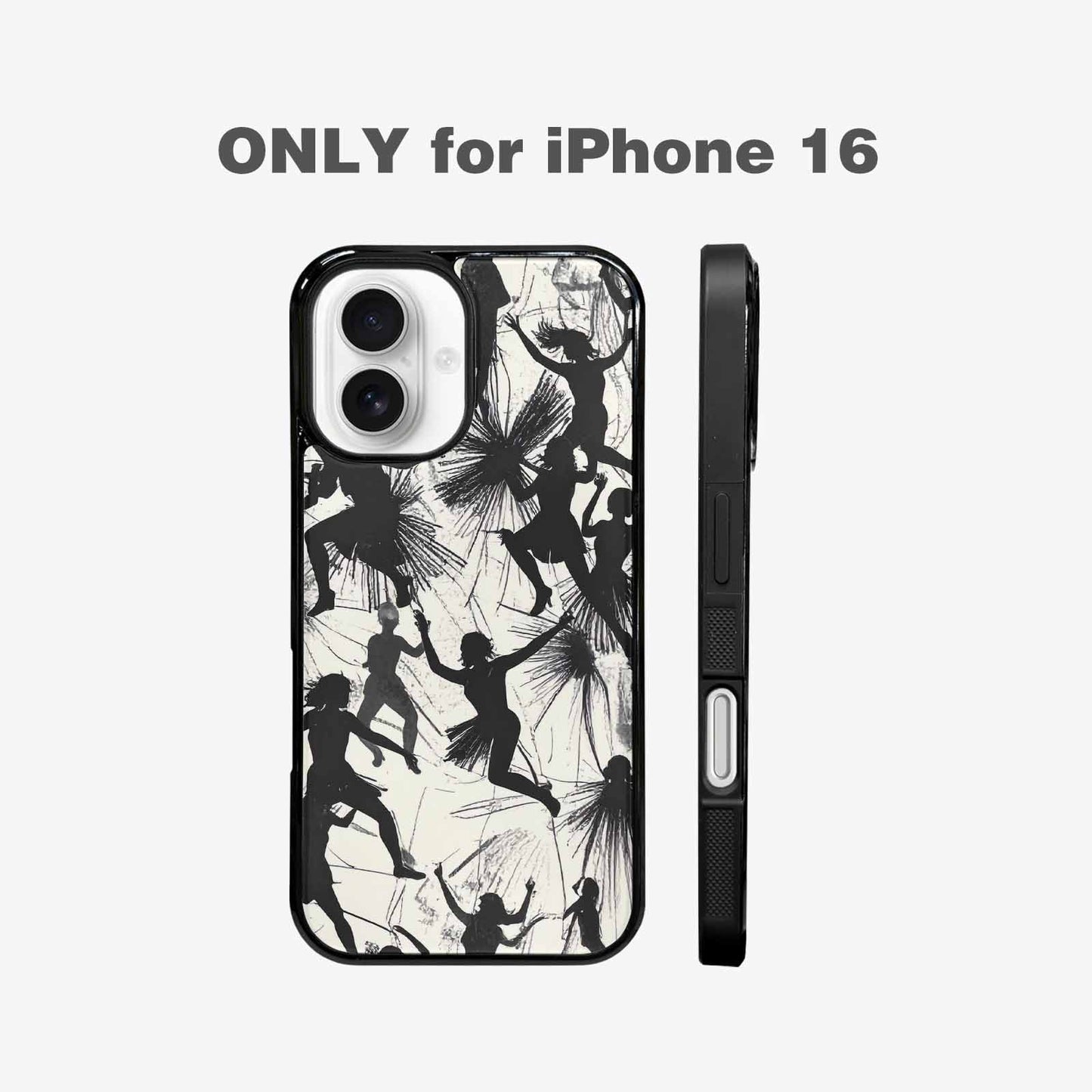 iPhone 16 Case — Bold Dancing Figure Line Art Pattern, Customized Protective Case