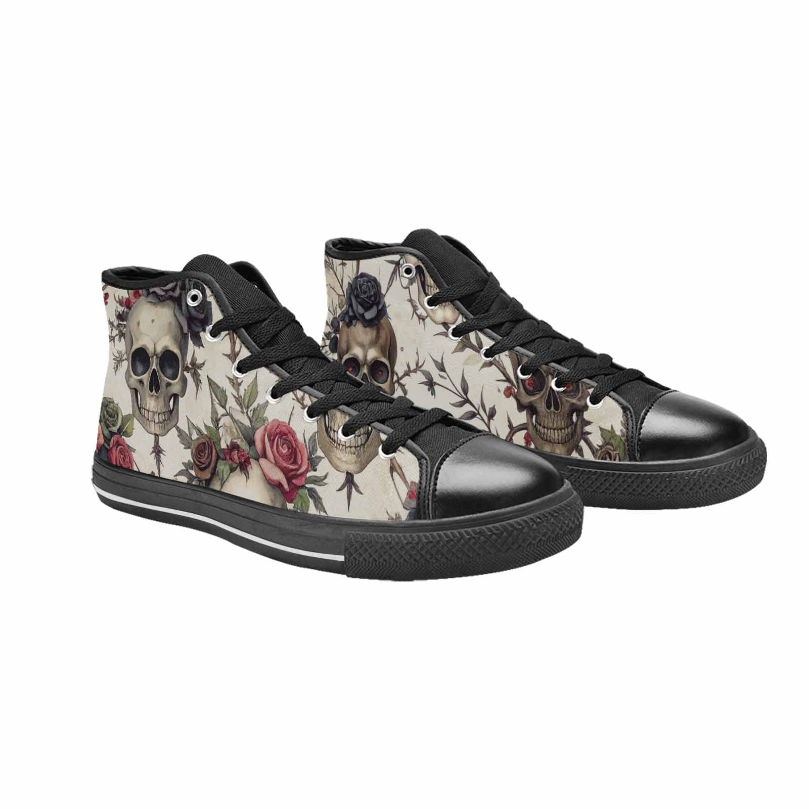 MEN'S Skulls - Roses High Top Canvas Wallpaper Art Custom Shoes