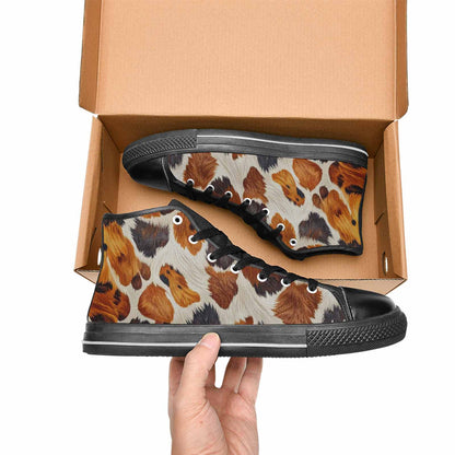 WOMEN'S Cow Animal Print High Top Canvas Surreal Shoes