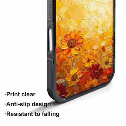 iPhone 17 Pro Case — Impressionist Sunflower Brushstroke Pattern Hundreds Floral, Original Design Phone Case