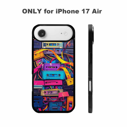 iPhone 17 Air Case — Retro Cassette Tape Pattern Hundreds Retro, Custom Printed Phone Case