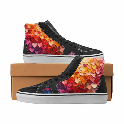 WOMEN'S Hearts Full Color High Top Canvas Custom Fashion Grunge Shoes