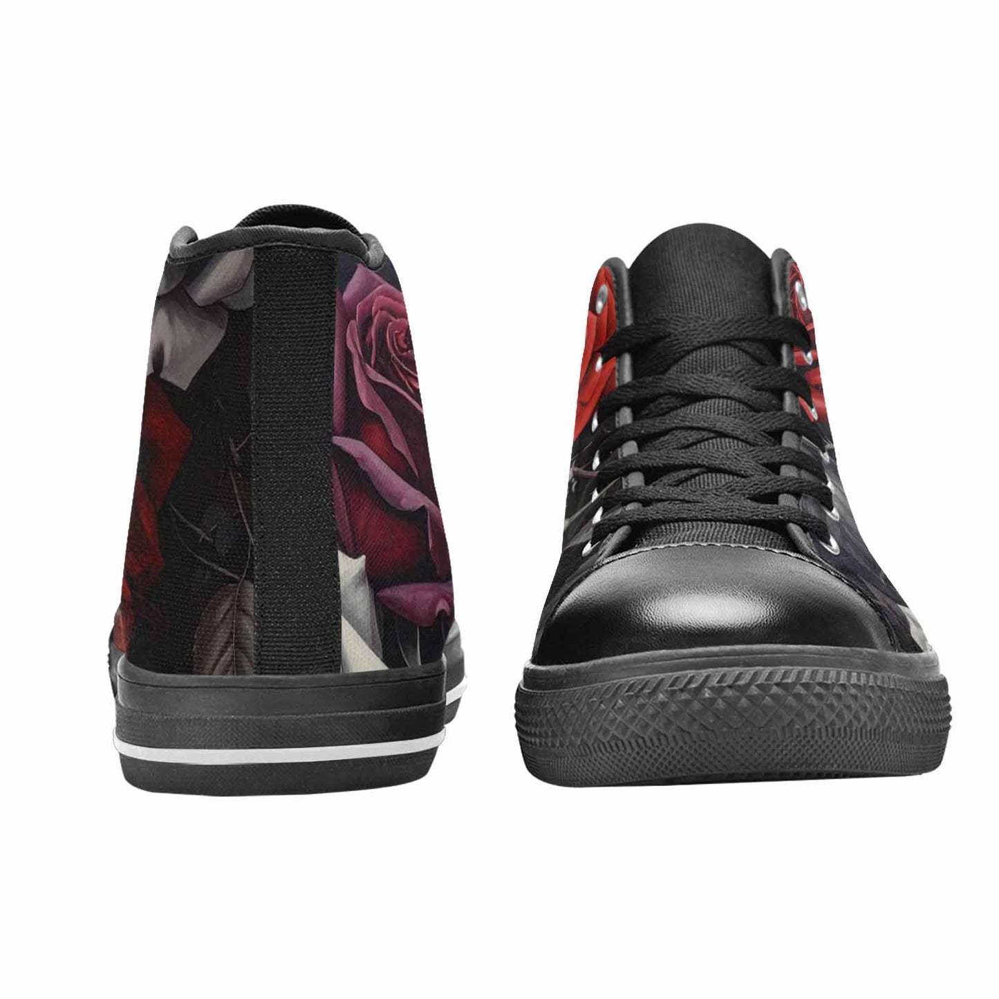 MEN'S Black Gothic Rose High Top Canvas Aesthetic Sneakers