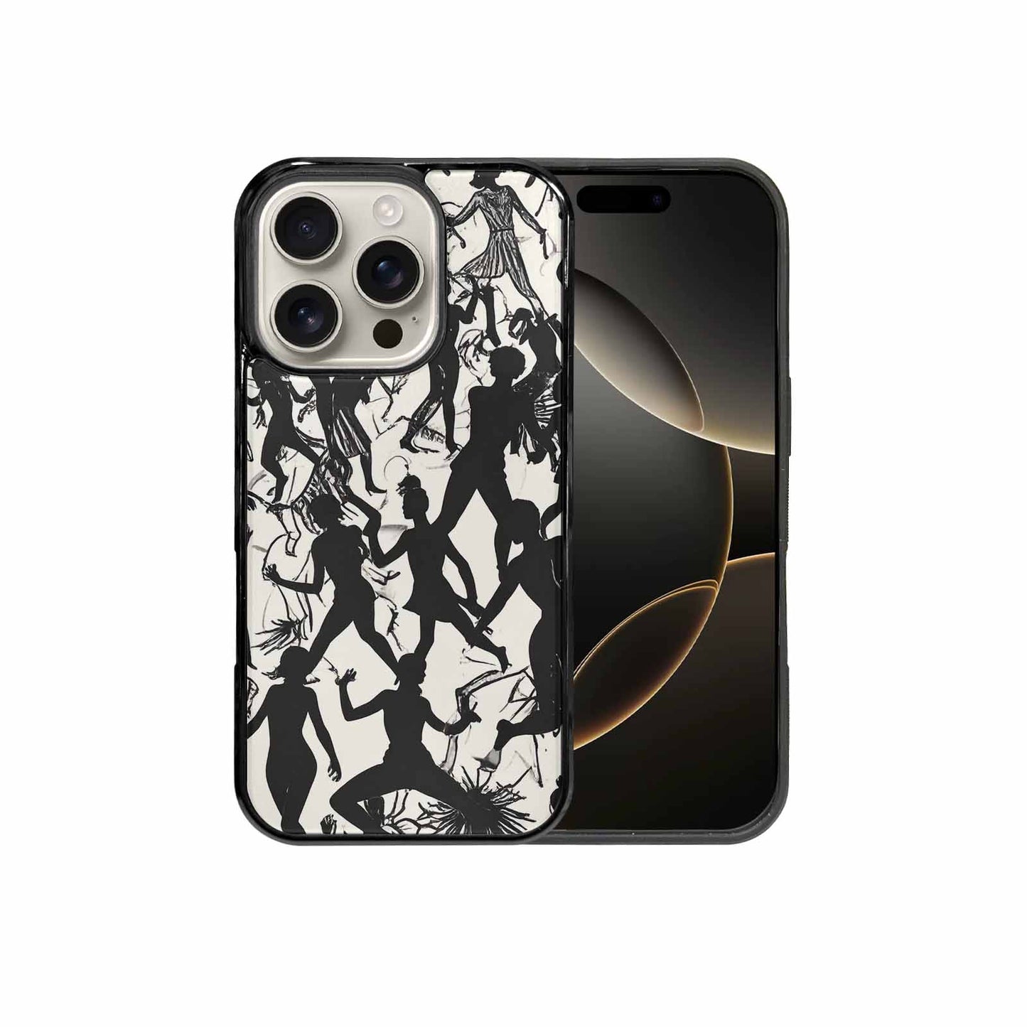 iPhone 16 Pro Case — Bold Dancing Figure Line Art Pattern, Custom Print Case Cover