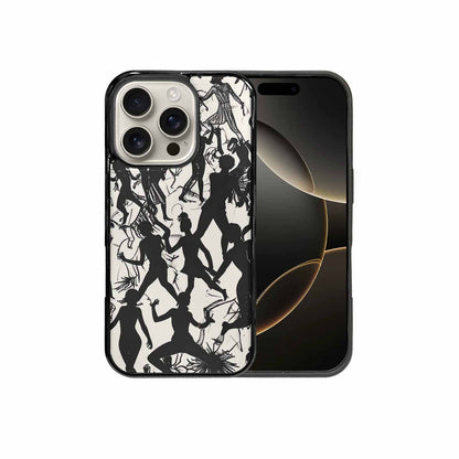 iPhone 16 Pro Case — Bold Dancing Figure Line Art Pattern, Custom Print Case Cover