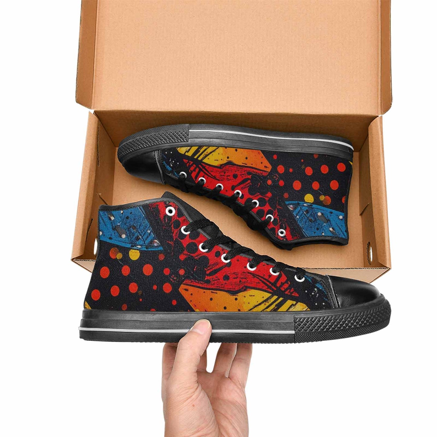 WOMEN'S Comic Book Halftone High Top Canvas Wallpaper Art Shoes