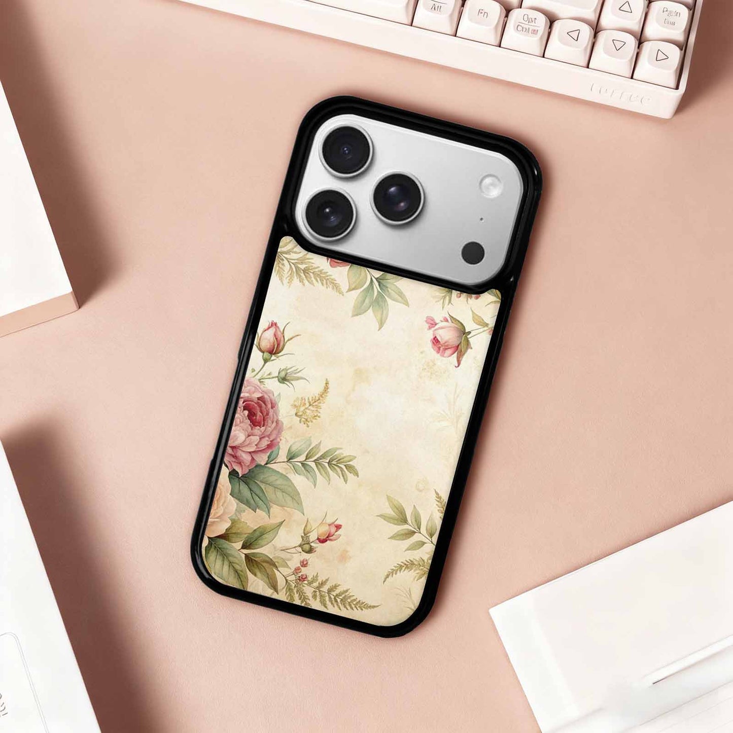 iPhone 17 Pro Case — Vintage Botanical Art Pattern Floral, Custom Printed Phone Case