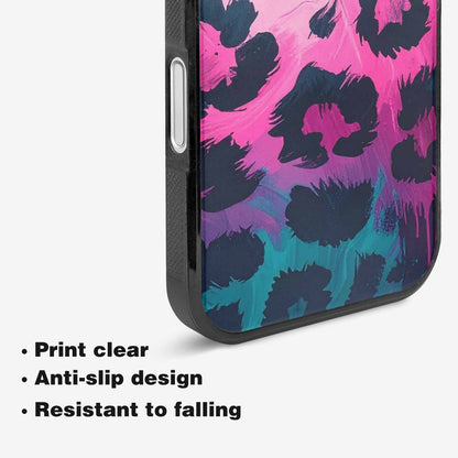 iPhone 16 Case — Leopard Neon Pink Teal Airbrush, Custom Made Phone Cover