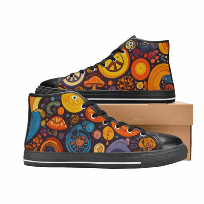 WOMEN'S Groovy 70S Peace High Top Canvas Grunge Shoes