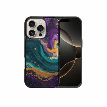 iPhone 16 Pro Case — Marbled Swirl Texture Blended With Galaxy, Custom Art Phone Cover