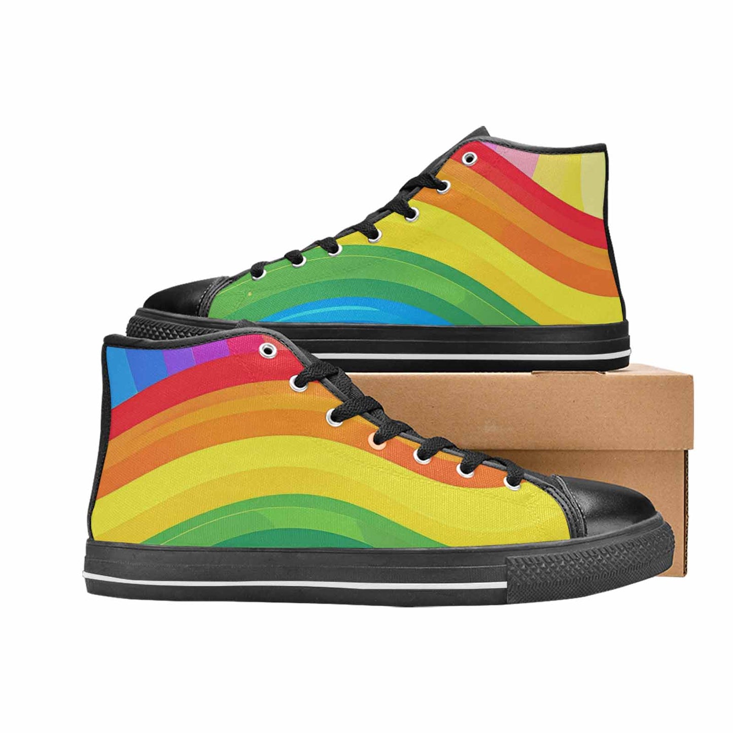 MEN'S Rainbow Pride High Top Canvas Dark Academia Shoes