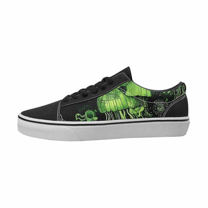 MEN'S Sea Creatures Black & Green Ink Canvas Custom Design Kaleidoscope Custom Sneakers