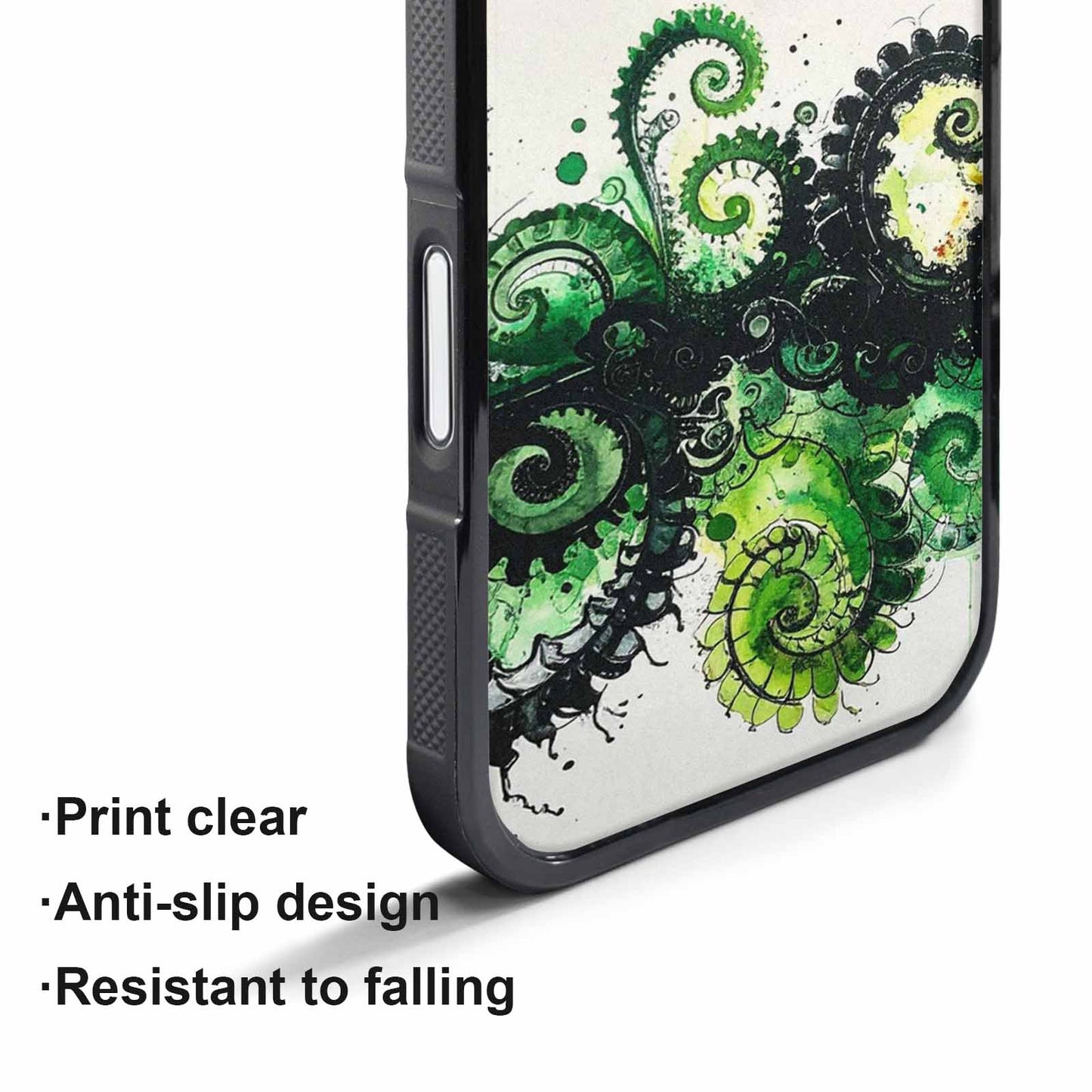iPhone 17 Pro Max Case — Black &amp; Green Ink Tie Dye, Custom Designed Case Cover