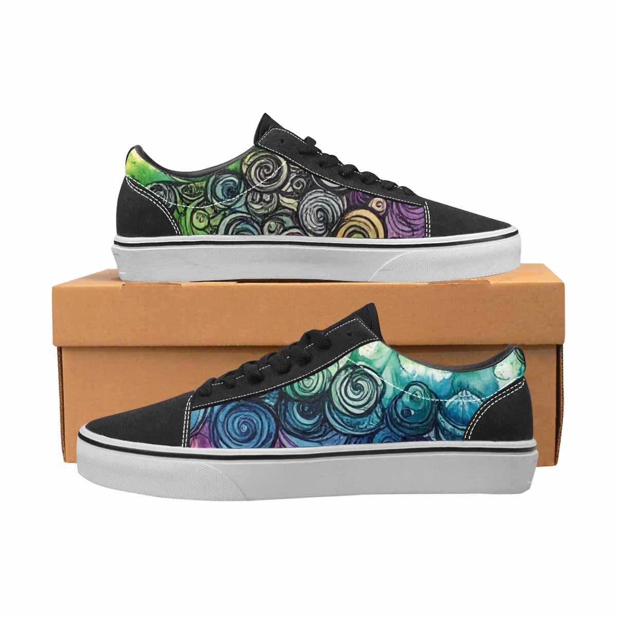 WOMEN'S Tie Lace-Up Canvas Melting Art Custom Sneakers