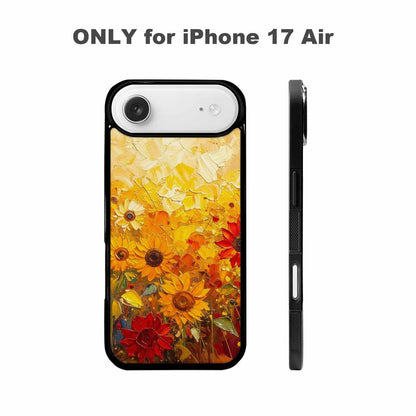 iPhone 17 Air Case — Impressionist Sunflower Brushstroke Pattern Hundreds Floral, Custom Designed Case Cover
