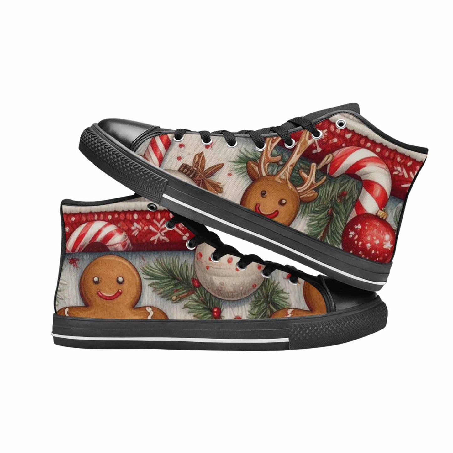MEN'S Christmas Holly Snowflake High Top Canvas Aesthetic Custom Shoes