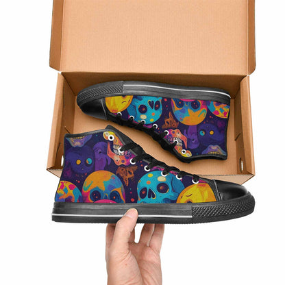 MEN'S Skeleton People Face High Top Canvas Cottagecore Custom Shoes