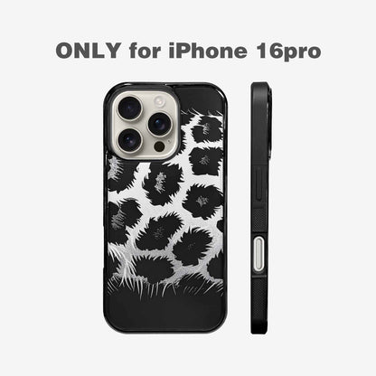 iPhone 16 Pro Case — Leopard Print Black And White Style, Original Design Phone Case