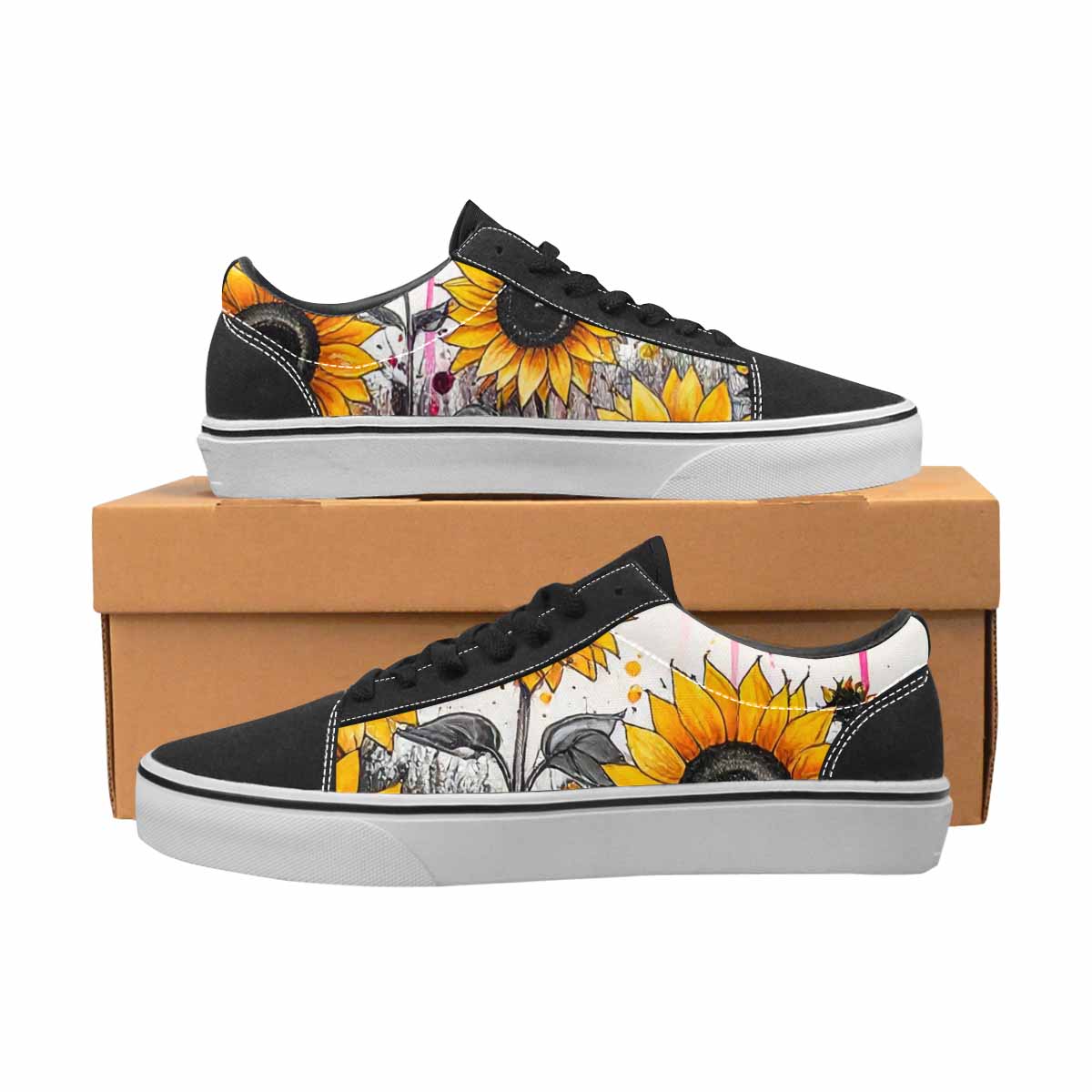 WOMEN'S Sunflower Burst Lace-Up Canvas Surreal Custom Shoes